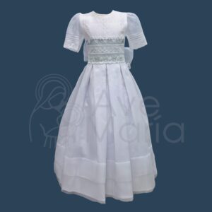 VESTIDOS ORGANZA ENCANJE T 10 FRANJA VERDE