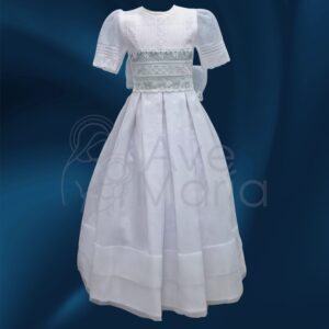 VESTIDOS ORG ENCANJE T8 BL FRANJA VERDE