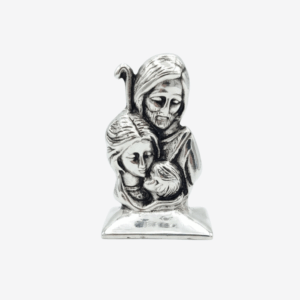 BUSTO DE SAGRADA FAMILIA DE PEWTER CON BASE