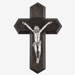 CRUCIFIJO CLASICO DE MADERA Y PEWTER