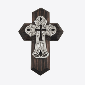 CRUZ DE MADERA Y PEWTER DE FLORENCIA