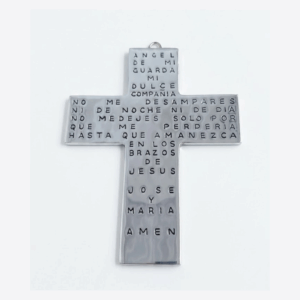 CRUZ DE PEWTER CON ORACION DEL ANGEL DE LA GUARDA