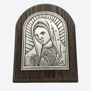 CUADRO CUPULA DE MADERA Y PEWTER DE LA GUADALUPANA